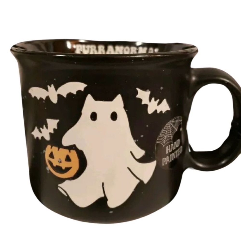 Cobwebs and Cauldrons Ghost Cat Mug